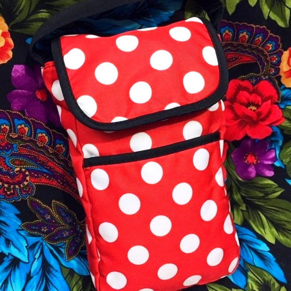 DISNEY BABY MINNIE MOUSE BAG DIAPER BABY BAG CARRY CASE POLKA DOTS RED
